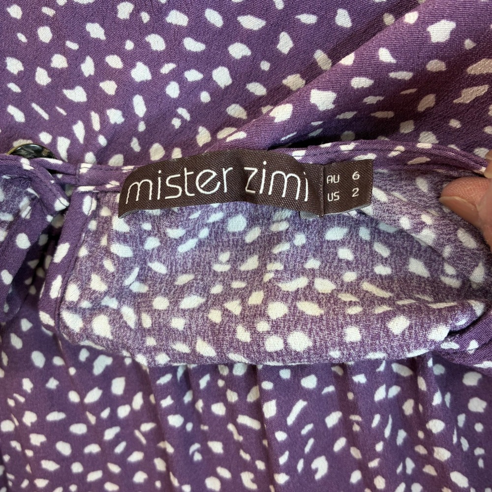 Mister Zimi Grape Vine Lottie Dress Women 2 Abstract Dot Puff Sleeve Tiered Maxi - Picture 5 of 11